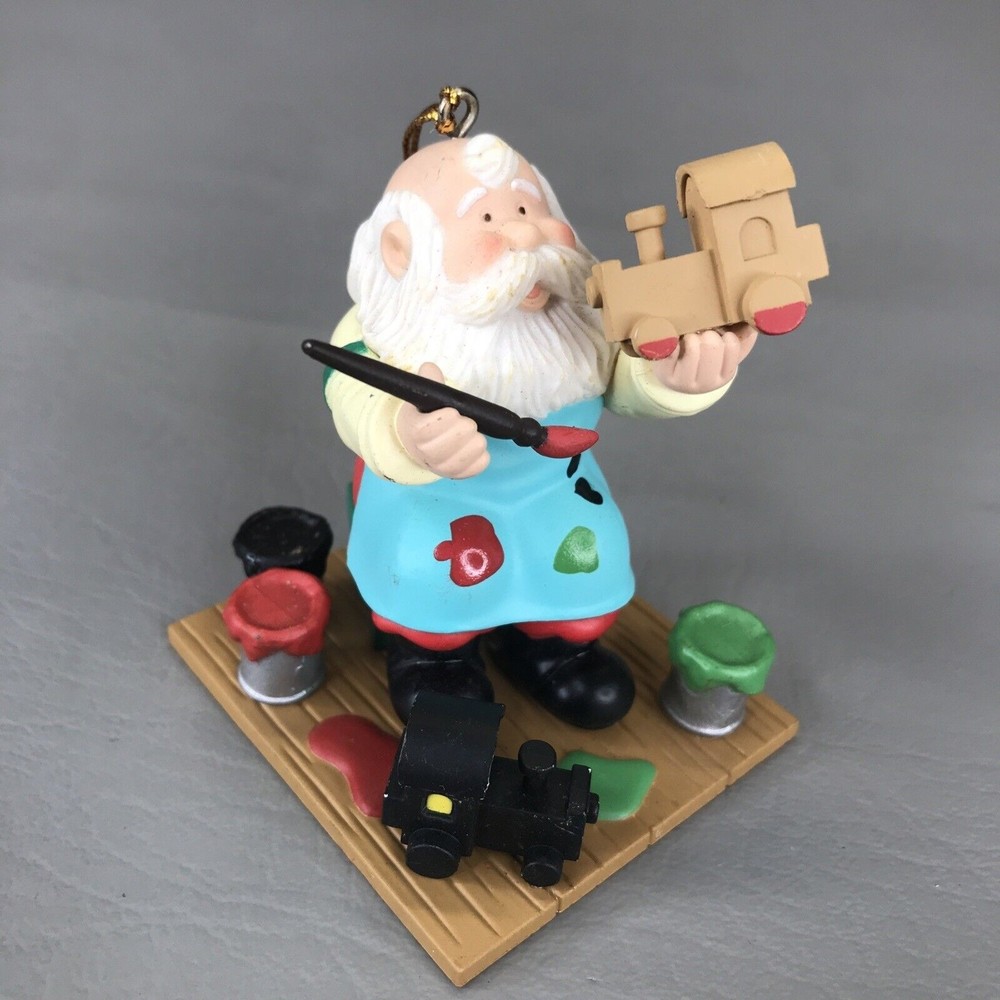 Vintage Santa Ornament Painting Toy Train Westmar Christmas Workshop 1996